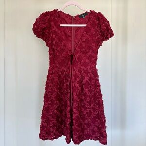 Lulu's Red 3D Floral Mini Dress